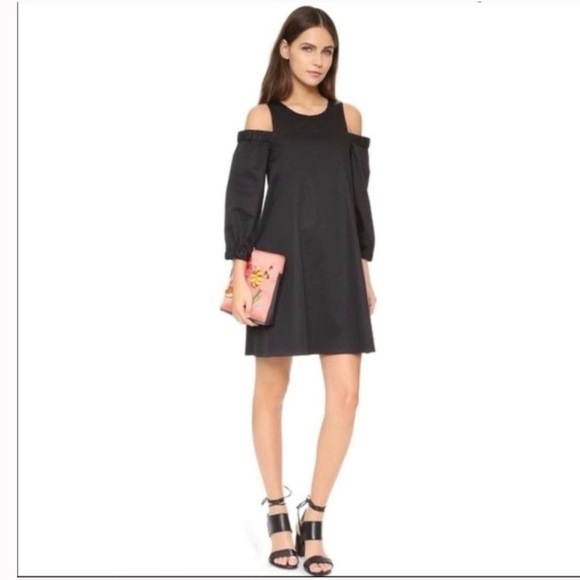 Tibi black cold shoulder long sleeve cocktail Flowy tunic dress size 00 - Picture 1 of 9
